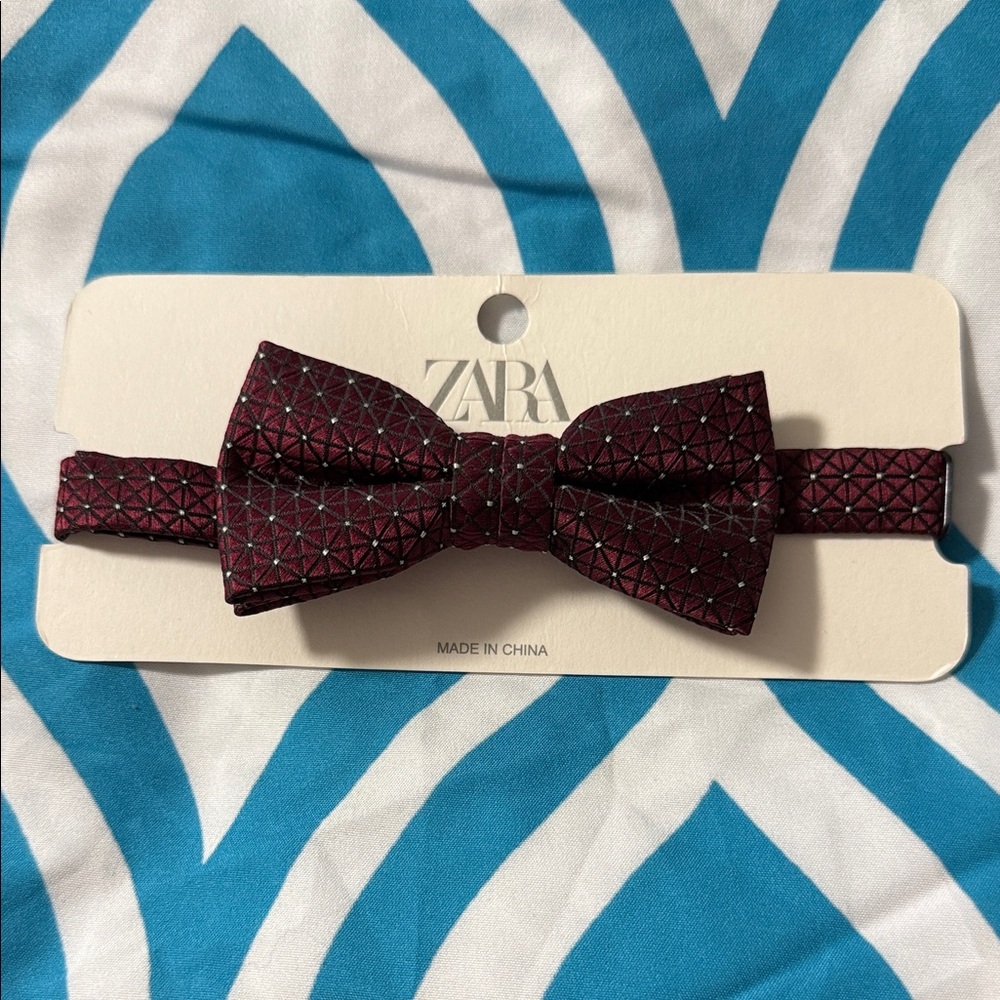 ZARA kids Maroon Geometric Bow Tie